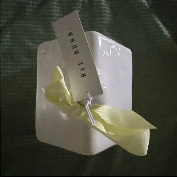 Rea Dunn Ceramic Birdhouse with Feather Design and Yellow Ribbon - Picture 4 of 9